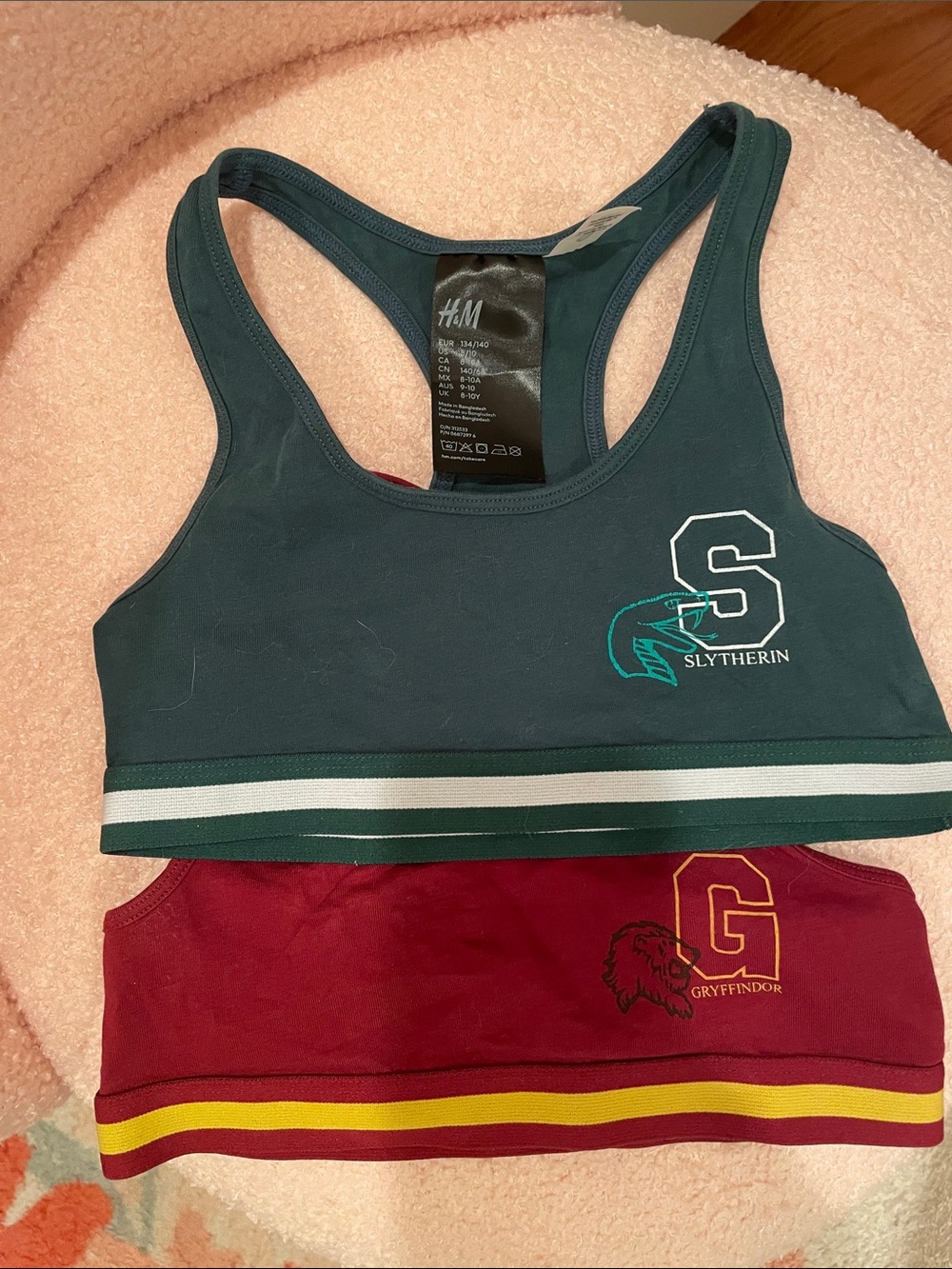 H&M Harry Potter Gryffindor and Slytherin Sports Bras
